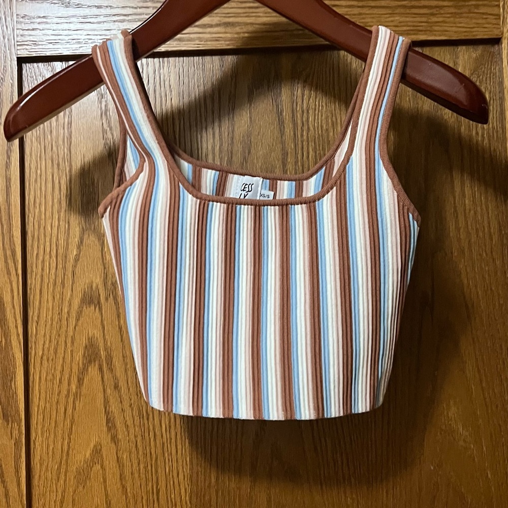 EOS Striped Crop Top - Brown and Blue